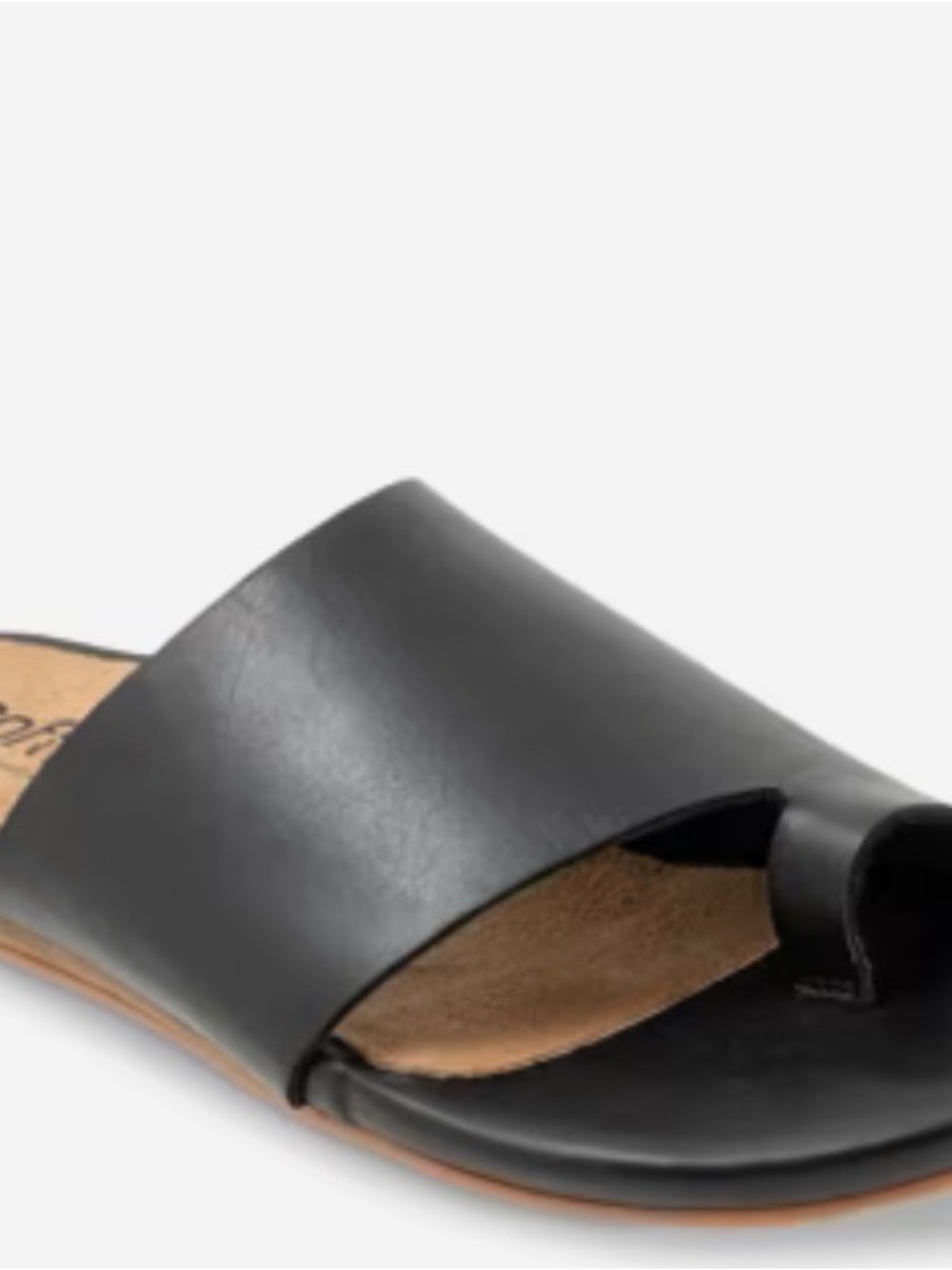 SoftWalk Black Open-Toe Slide Toe Loop New 6